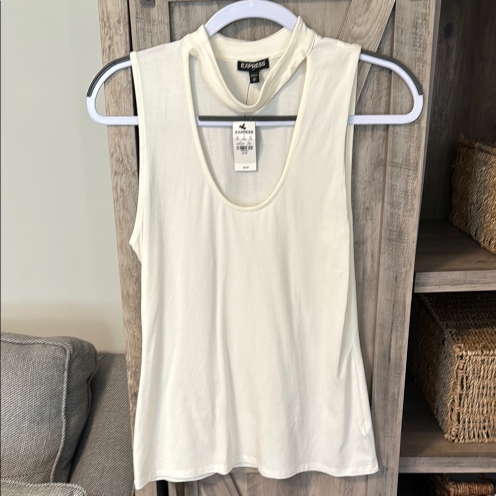 NWT Express Women’s Cream Tank with Mock Neck Line